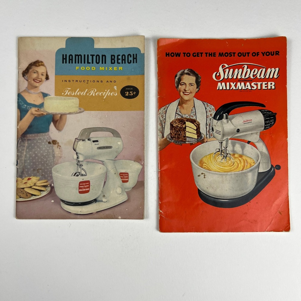 Hamilton Beach + Sunbeam Mixmaster Vintage 2pc Recipe Books Mid-Century Kitchen